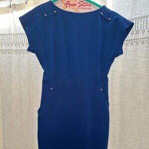 Rachel Roy Royal Blue Sheath Dress with Gold Accents
